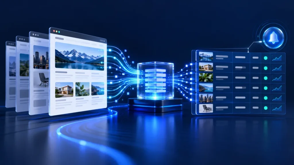 Original editorial illustration of an AI-assisted workflow; not a product screenshot
